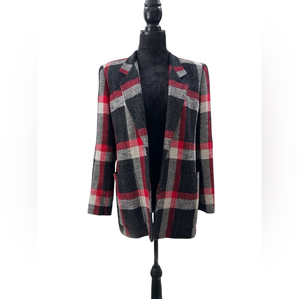 VTG Liz Claiborne Collection Plaid Wool Blazer Sz 6 Union Made USA Dark Academia